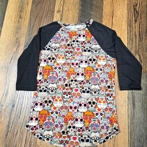 Brand New, Never Worn Sugar Skull 3/4 Sleeve Top